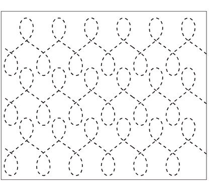 This picture shows a dashed line forming a looping pattern that is created by the Loop De Loop quilting stencil. 